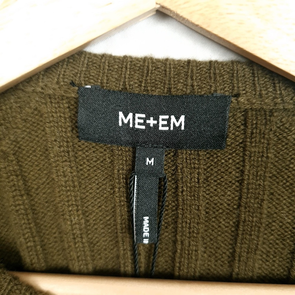 ME+EM Sweater Womens Medium Green Merino Cashmere Rib Crop Short Sleeve Knit - Picture 14 of 16